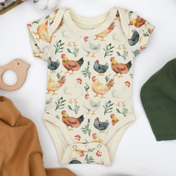 Organic Cotton Short Sleeve Baby Bodysuit, Flax Organic Earthy Clothing